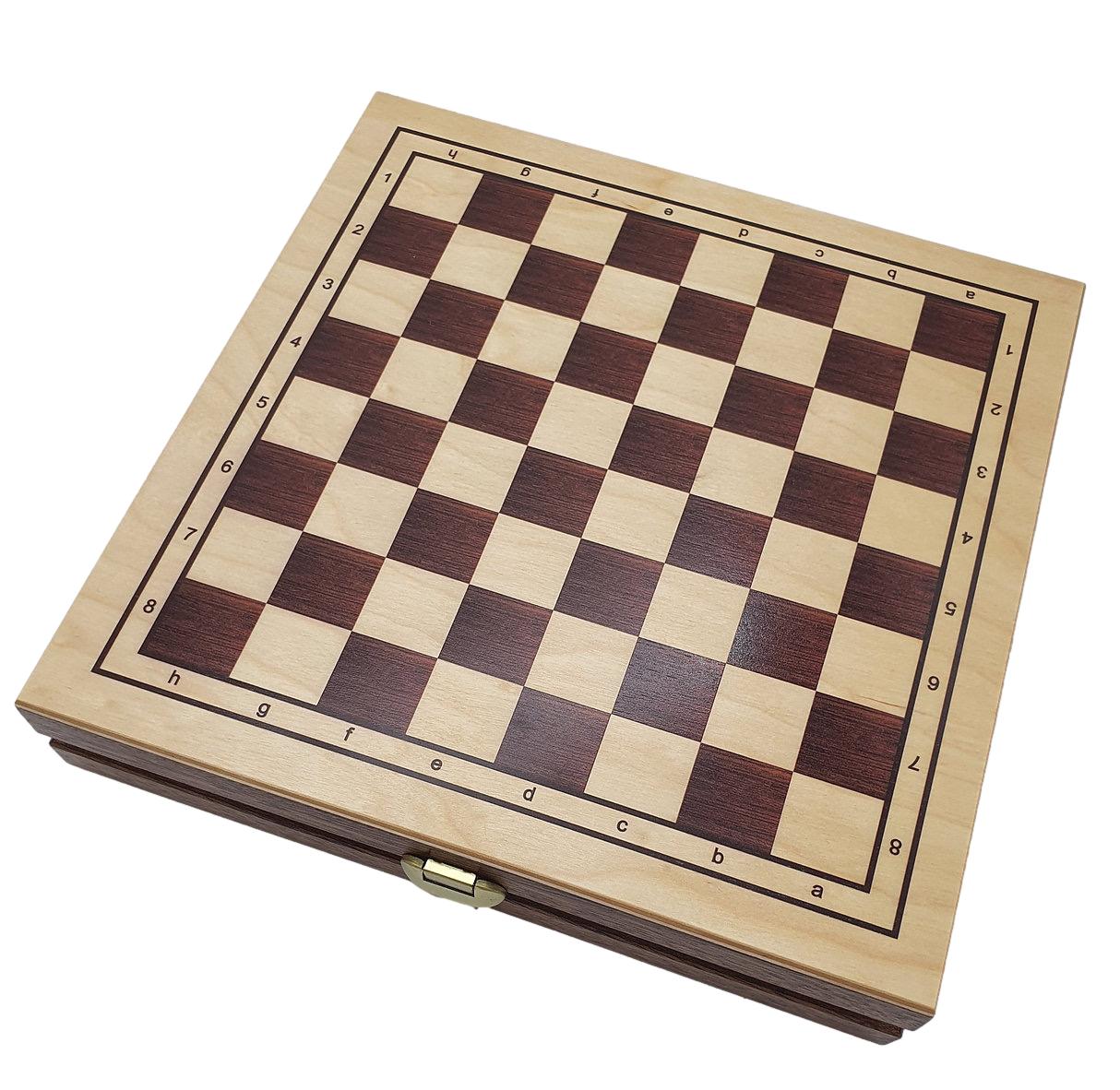 Coffret Echecs / Dames - CHAVET - Pièces en buis - jeu traditionnel jeu de dames ensemble échecs classique - Rouge et Noir