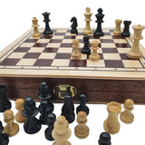 Coffret Echecs / Dames - CHAVET - Pièces en buis - jeu traditionnel jeu de dames ensemble échecs classique - Rouge et Noir