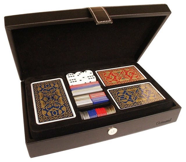 Coffret Grimaud Expert - Multijeux - jeu de cartes coffret de cartes tarots à jouer belote bridge - Rouge et Noir