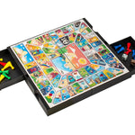 Coffret Jeu des petits chevaux / Jeu de l'oie - Magnétique - 24 x 24 cm - Jeux de Voyage - Rouge et Noir