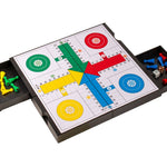 Coffret Jeu des petits chevaux / Jeu de l'oie - Magnétique - 24 x 24 cm - Jeux de Voyage - Rouge et Noir