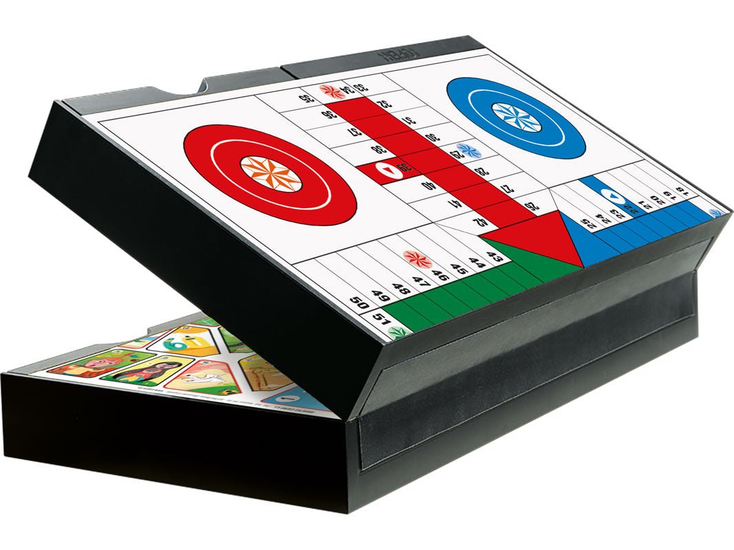 Coffret Jeu des petits chevaux / Jeu de l'oie - Magnétique - 24 x 24 cm - Jeux de Voyage - Rouge et Noir