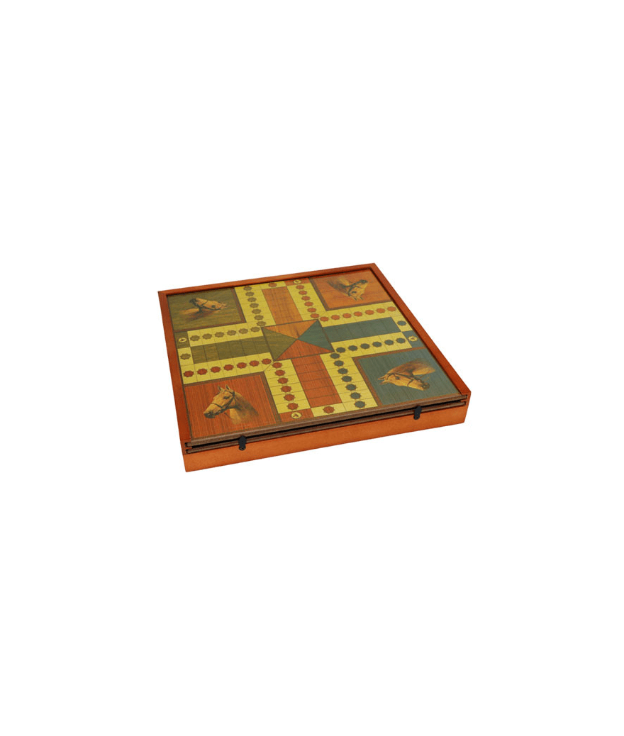 Coffret Multijeux 5 jeux (Échecs / Dames / Oie / Petits chevaux / Backgammon) - jeu traditionnel coffret multijeux jeu de dames dadas jeu de l'oie - Rouge et Noir