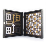 Coffret Multijeux Wengé - Coffret multijeux jeu traditionnel dadas échecs backgammon oies - Rouge et Noir