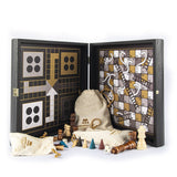 Coffret Multijeux Wengé - Coffret multijeux jeu traditionnel dadas échecs backgammon oies - Rouge et Noir