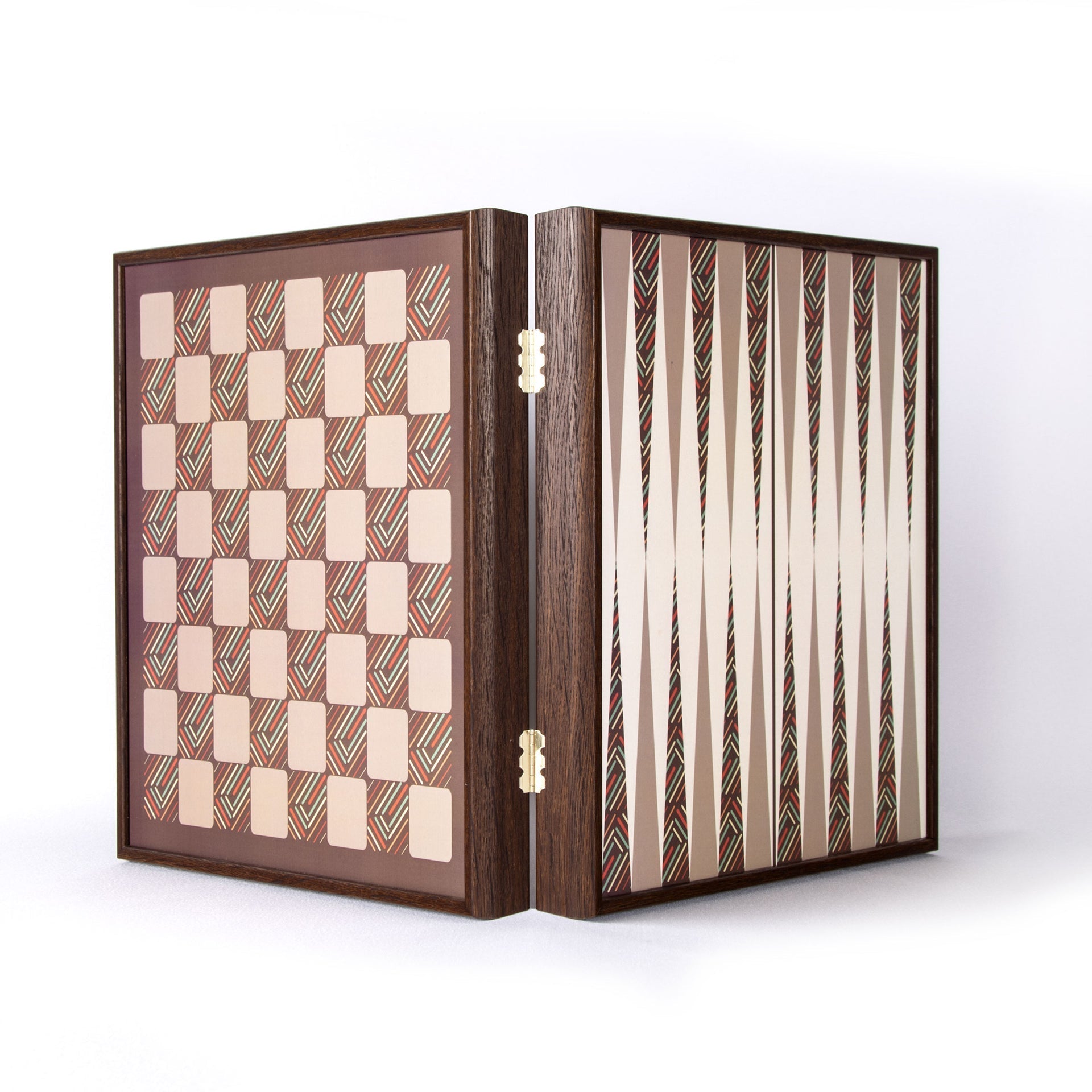 Coffret Multijeux Wengé - Coffret multijeux jeu traditionnel dadas échecs backgammon oies - Rouge et Noir