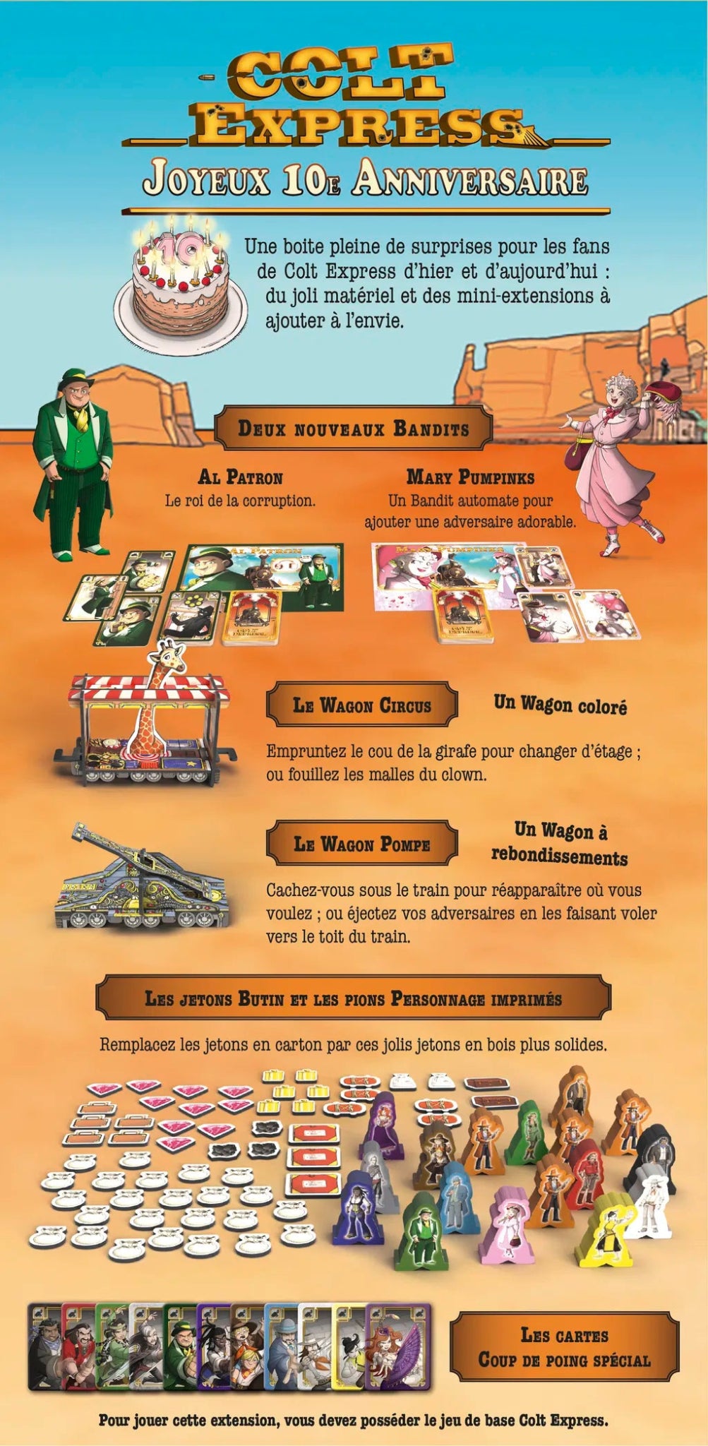 Colt Express - Extension - 10 eme anniversaire - Jeu de plateau de stratégie - Rouge et Noir