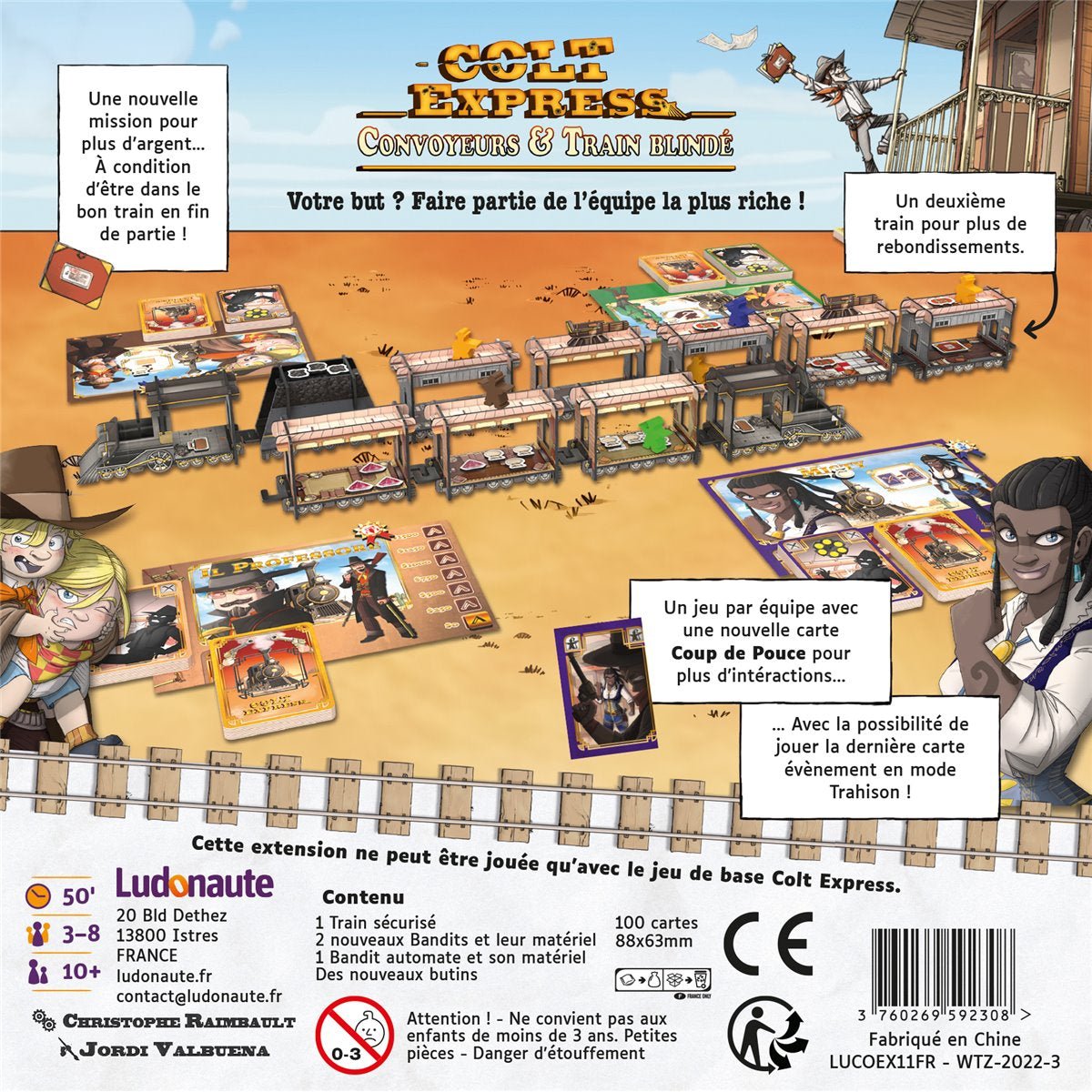 Colt Express - extension Convoyeurs et Train Blindé - Jeu de plateau de stratégie - Rouge et Noir