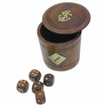 Cornet à dés en bois - 5 dés en bois - jeu de dés coffret de dés - Rouge et Noir