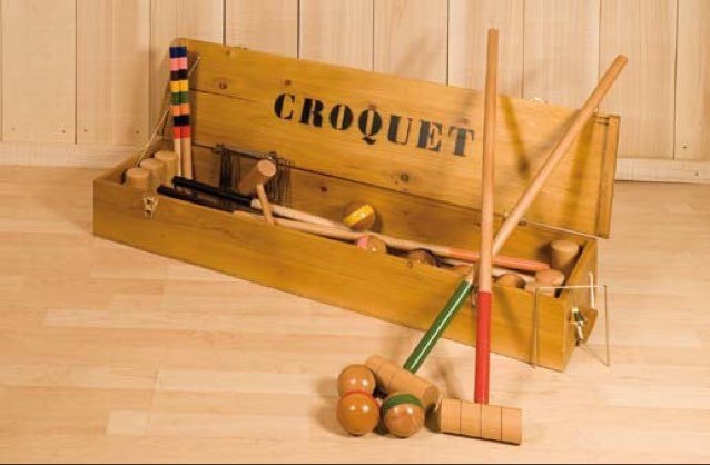 Croquet 8 Joueurs - Boite huilée - Grands Jeux et Jeux de Jardin - Rouge et Noir