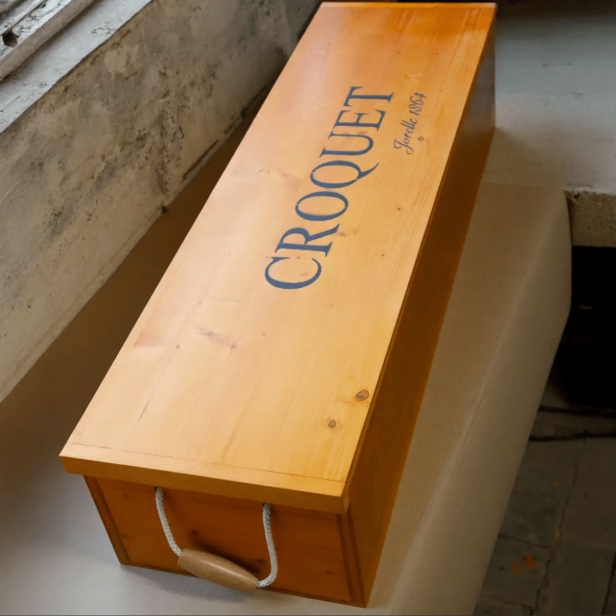 Croquet 8 Joueurs - Boite huilée - Jeu d'adresse en bois - Rouge et Noir