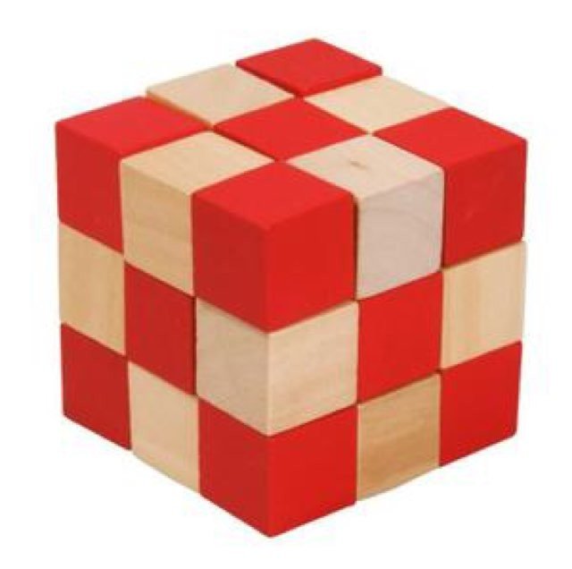 CT serpent cube - Casse - tête en bois cube - Rouge et Noir