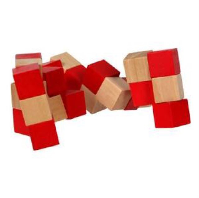 CT serpent cube - Casse - tête en bois cube - Rouge et Noir