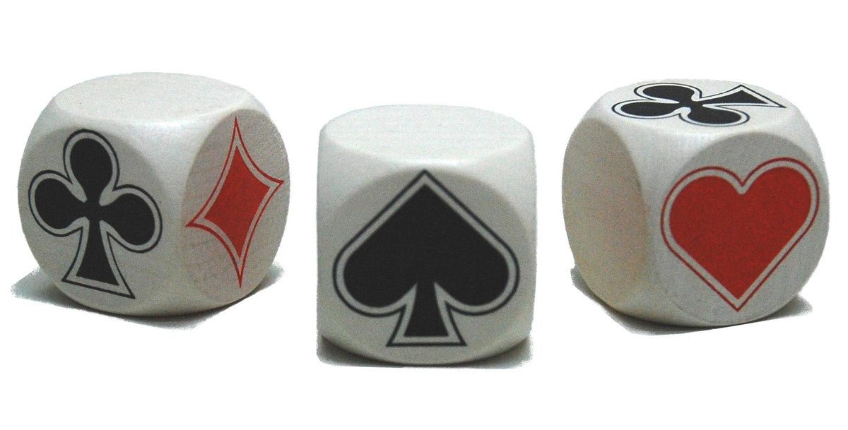 Dé d'atout à l'unité - Symboles de cartes - 30 mm - jeu de cartes belote - Rouge et Noir