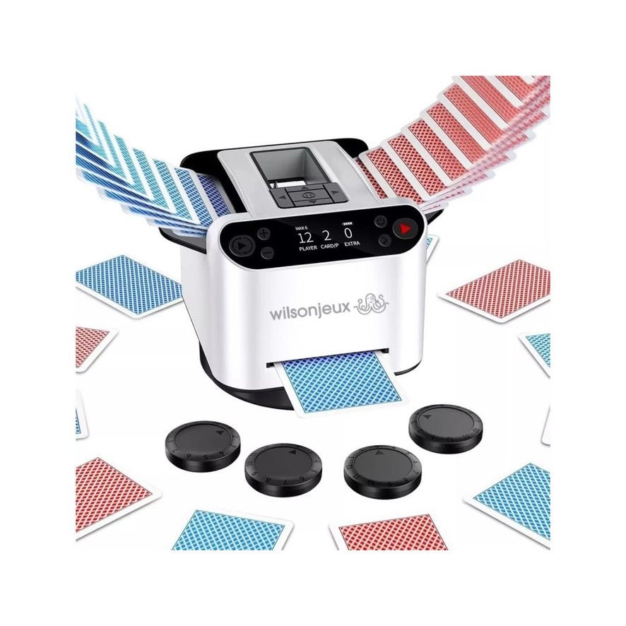 Distributeur et Melangeur automatique / Batteur de cartes rechargeable - Accessoire de poker - Rouge et Noir