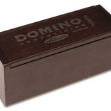 Dominos Compétition - Double 6 - Plumier bois foncé - jeu traditionnel jeu de dominos - Rouge et Noir