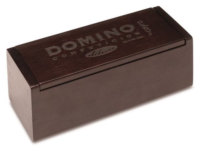 Dominos Compétition - Double 6 - Plumier bois foncé - jeu traditionnel jeu de dominos - Rouge et Noir