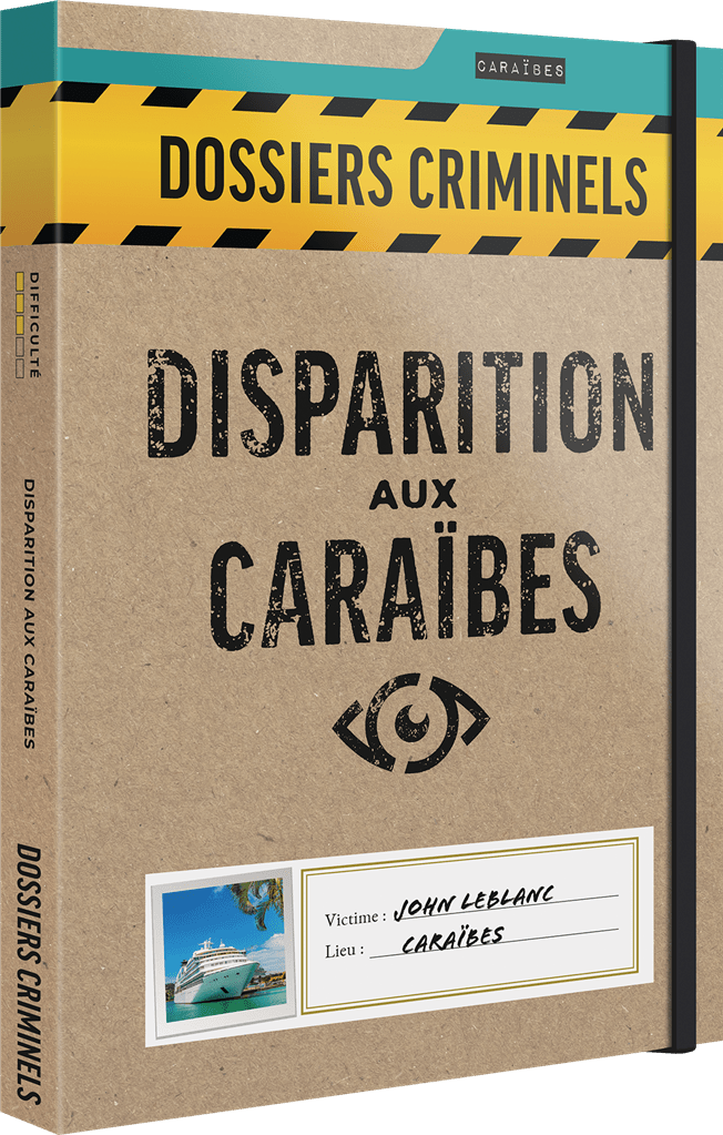 DOSSIERS CRIMINELS : DISPARITION AUX CARAIBES - Jeu de plateau de stratégie coopératif - Rouge et Noir