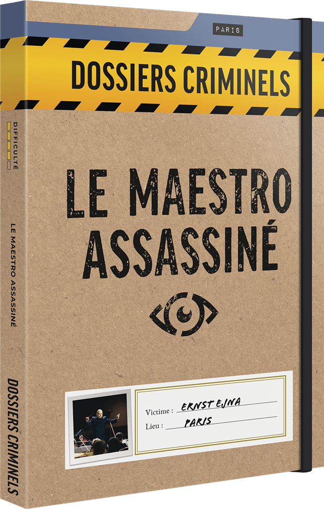 DOSSIERS CRIMINELS : LE MAESTRO ASSASSINÉ - Jeu de plateau de stratégie coopératif - Rouge et Noir