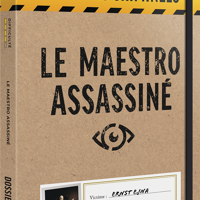 DOSSIERS CRIMINELS : LE MAESTRO ASSASSINÉ - Jeu de plateau de stratégie coopératif - Rouge et Noir