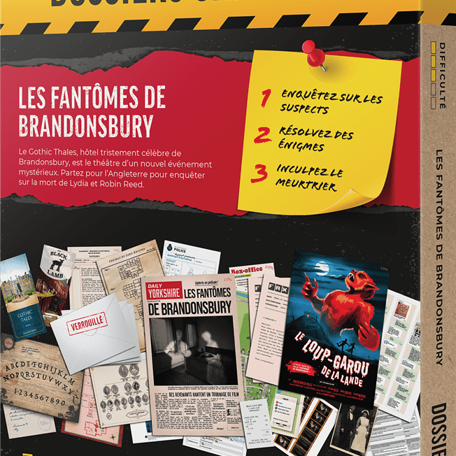 DOSSIERS CRIMINELS : LES FANTÔMES DE BRANDONSBURY - Jeu de plateau de stratégie coopératif - Rouge et Noir