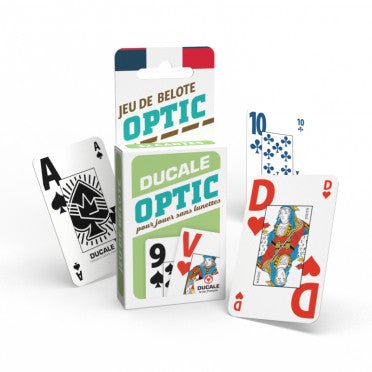 Ducale optic belote - 32 cartes - jeu de cartes de belote - Rouge et Noir