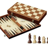 Echecs / Backgammon - 40 cm - Bois peint - coffret d'échecs et backgammon en bois imprimé - Rouge et Noir