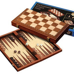 Echecs / Backgammon 40 cm marqueterie magnétique - Coffret d'échecs en bois marqueté et Backgammon en bois marqueté - Rouge et Noir