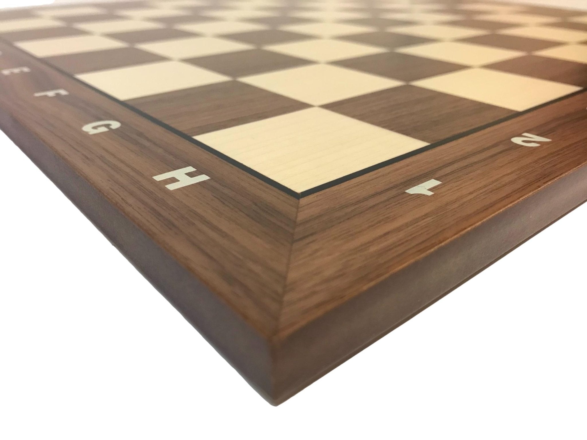 Echiquier Lettré - chiffré - Noyer / Sycomore marqueté - jeu d'échecs échiquier classique - Rouge et Noir
