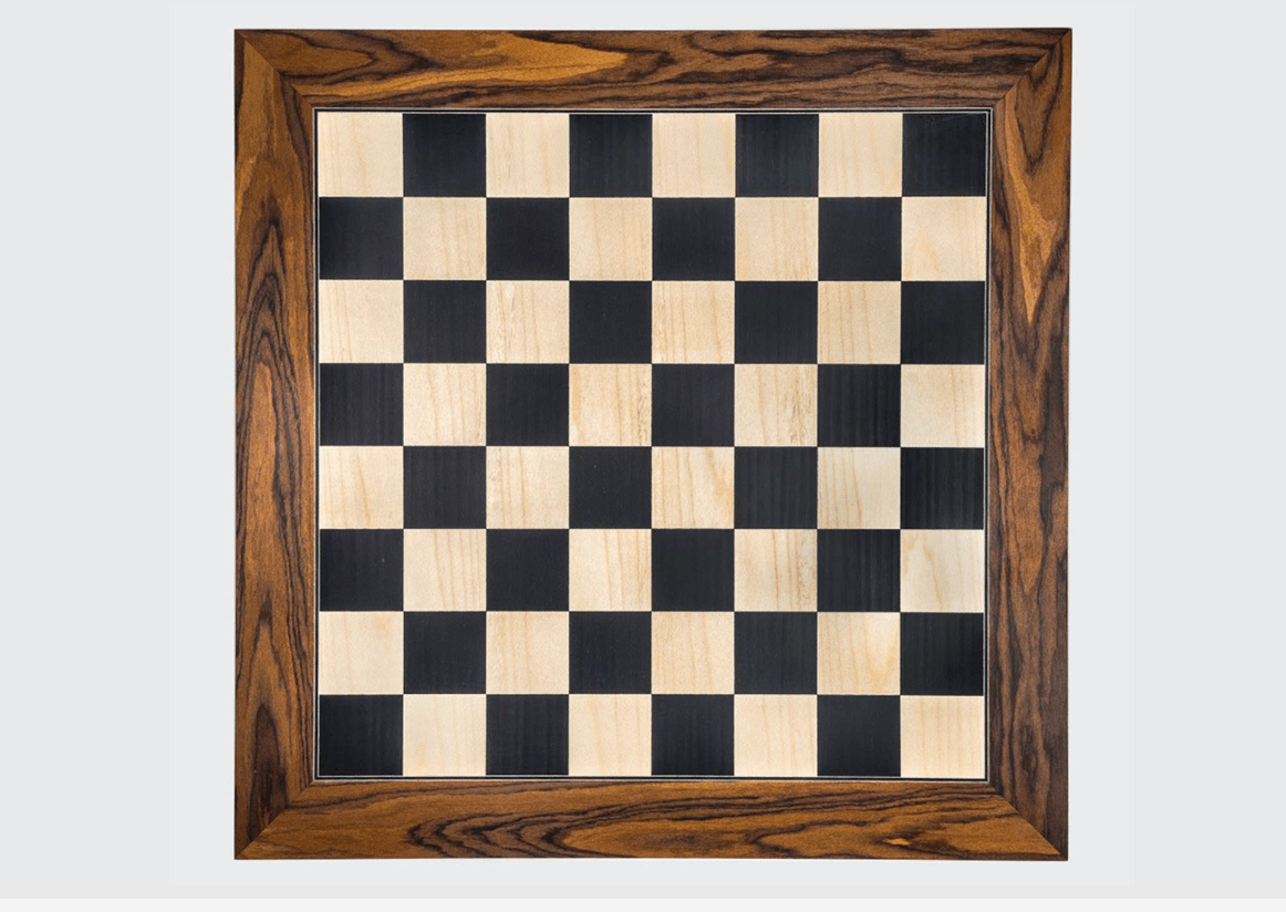 Echiquier Poirier teinté / bords Palissandre de Santos - jeu d'échecs échiquier classique - Rouge et Noir