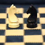 Ensemble d'échecs roulable magnétique - Cuir véritable - Bleu - ensemble d'échecs luxe classique jeu d'échecs de voyage en cuir véritable - Rouge et Noir