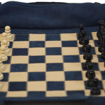 Ensemble d'échecs roulable magnétique - Cuir véritable - Bleu - ensemble d'échecs luxe classique jeu d'échecs de voyage en cuir véritable - Rouge et Noir