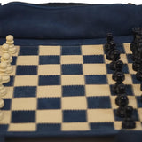 Ensemble d'échecs roulable magnétique - Cuir véritable - Bleu - ensemble d'échecs luxe classique jeu d'échecs de voyage en cuir véritable - Rouge et Noir