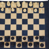 Ensemble d'échecs roulable magnétique - Cuir véritable - Bleu - ensemble d'échecs luxe classique jeu d'échecs de voyage en cuir véritable - Rouge et Noir