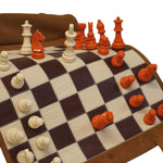 Ensemble d'échecs roulable magnétique - Cuir véritable - Gold - ensemble d'échecs luxe classique jeu d'échecs de voyage en cuir véritable - Rouge et Noir