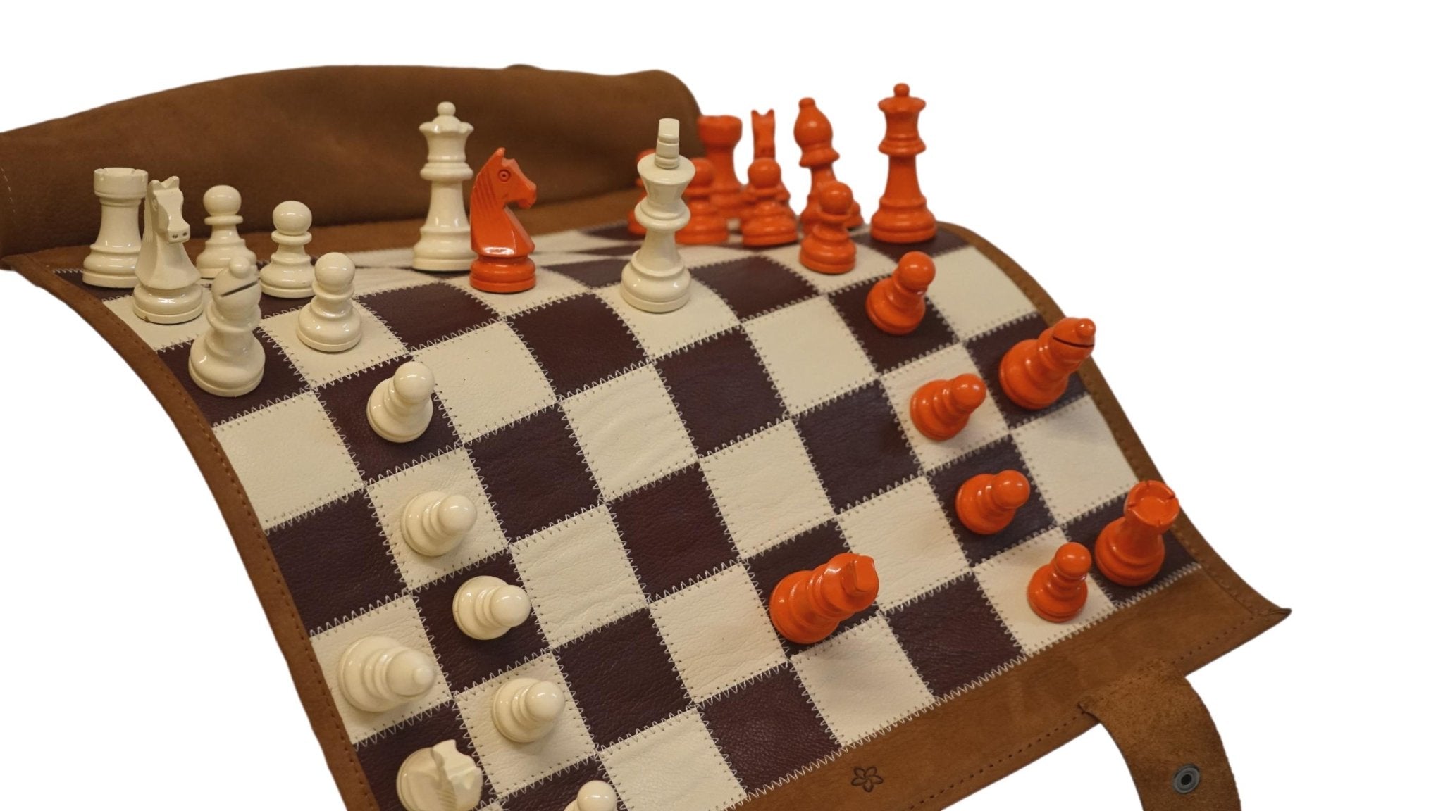 Ensemble d'échecs roulable magnétique - Cuir véritable - Gold - ensemble d'échecs luxe classique jeu d'échecs de voyage en cuir véritable - Rouge et Noir