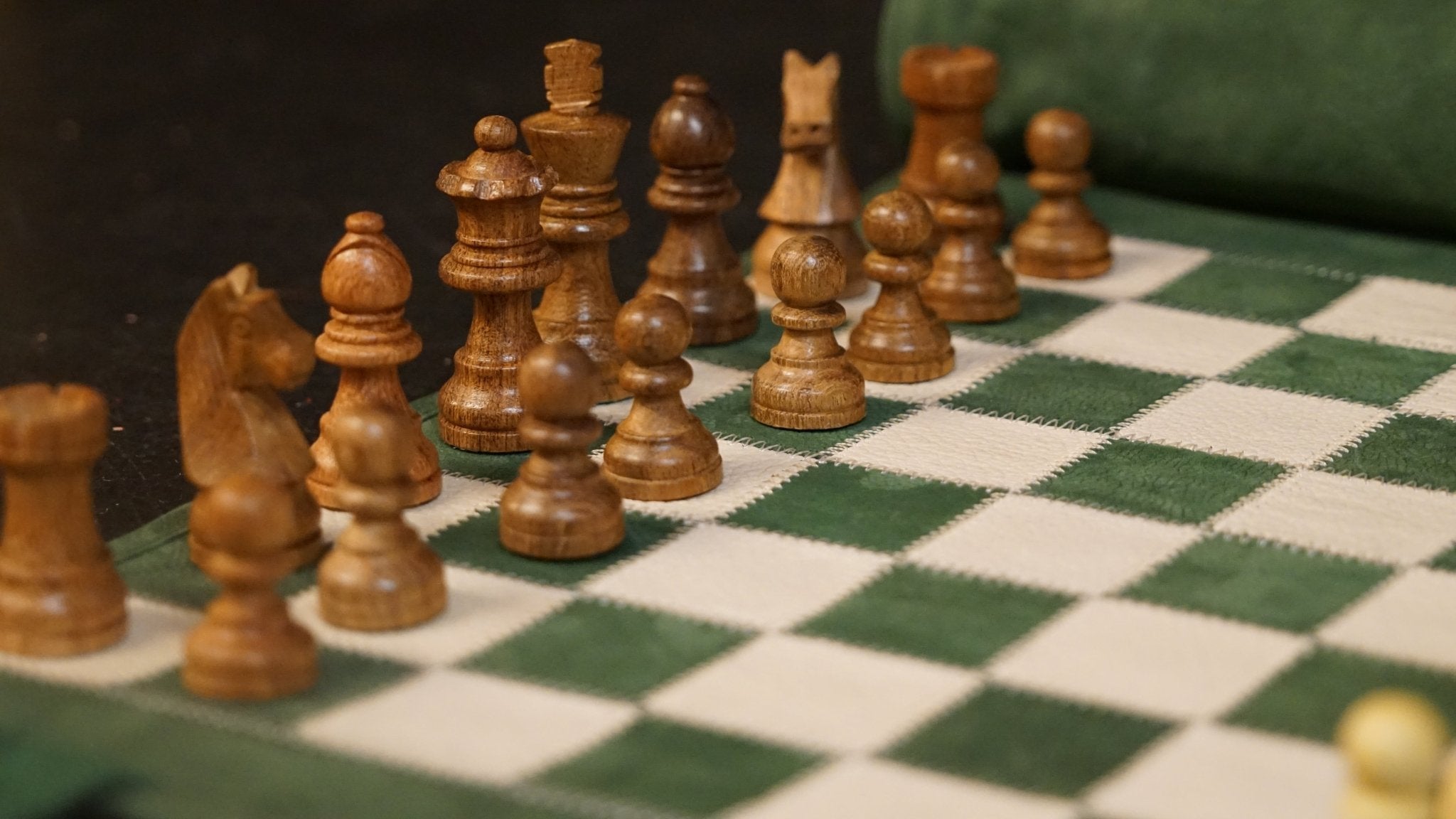 Ensemble d'échecs roulable magnétique - Cuir véritable - Vert - ensemble d'échecs luxe classique jeu d'échecs de voyage en cuir véritable - Rouge et Noir