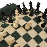 Ensemble d'échecs roulable magnétique - Cuir véritable - Vert - ensemble d'échecs luxe classique jeu d'échecs de voyage en cuir véritable - Rouge et Noir