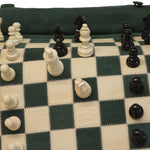 Ensemble d'échecs roulable magnétique - Cuir véritable - Vert - ensemble d'échecs luxe classique jeu d'échecs de voyage en cuir véritable - Rouge et Noir