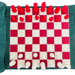 Ensemble d'échecs roulable magnétique - Cuir véritable - Vert / Rouge - ensemble d'échecs luxe classique jeu d'échecs de voyage en cuir véritable - Rouge et Noir