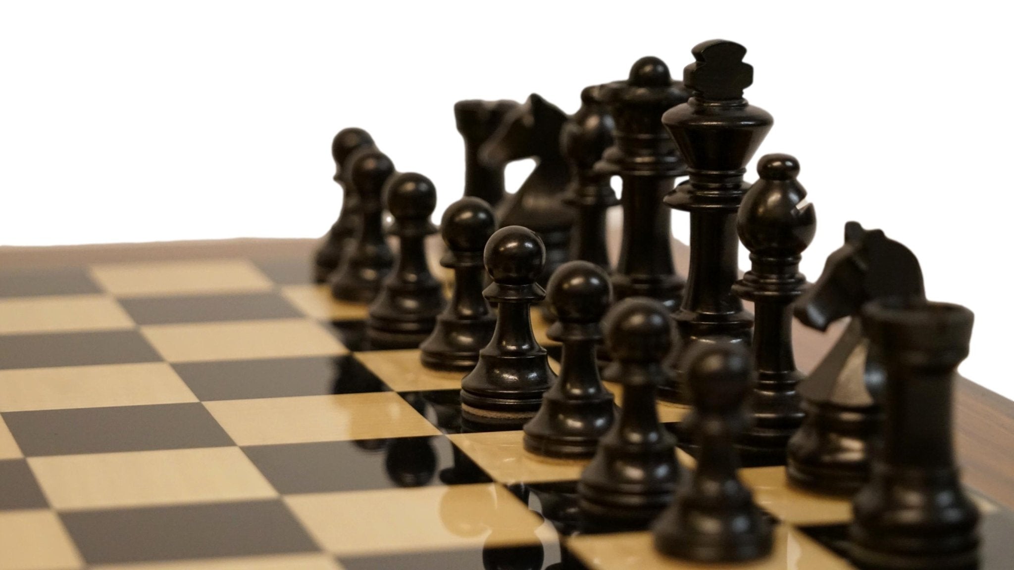 Ensemble Français Chavet - Bords palissandre laqué - Ensemble d’échecs classique - Rouge et Noir
