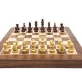 Ensemble jeu d'échecs / Coffre pliant en palissandre laqué - 40 cm - Coffre d'échecs et jeu d'échecs de voyage - Rouge et Noir