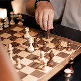 Ensemble jeu d'échecs en noyer et érable - pliant - 38 cm - Coffre d'échecs et jeu d'échecs de voyage - Rouge et Noir