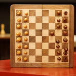 Ensemble jeu d'échecs et Backgammon - Coffre pliant - Magnétique - Coffre d'échecs et jeu d'échecs de voyage cadeau -12a - Rouge et Noir