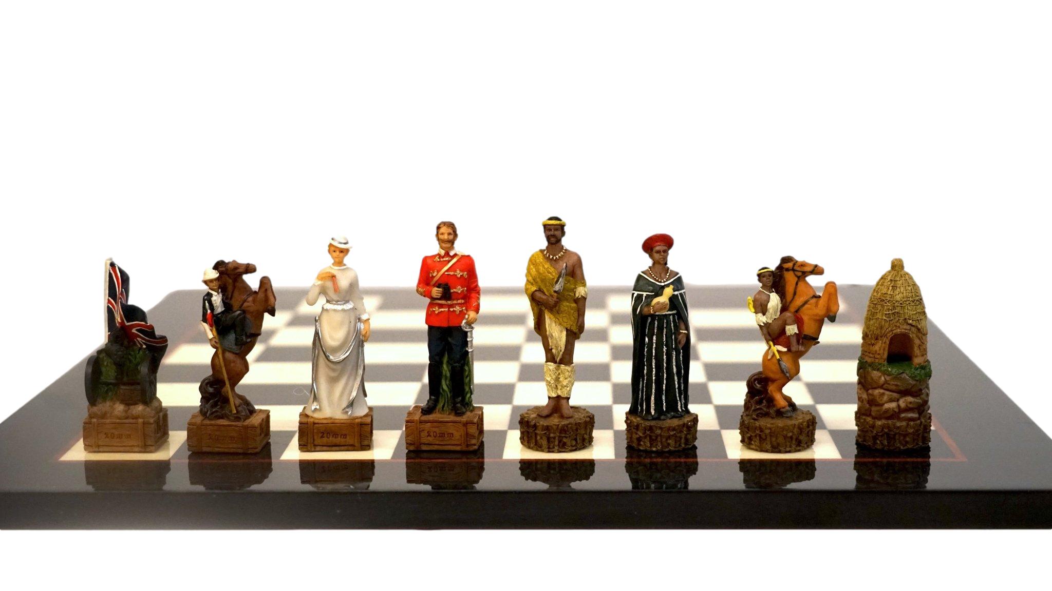 Ensemble les anglais contre les zoulous - Laqué noir - ensemble échecs décoratif - Rouge et Noir