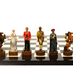 Ensemble les anglais contre les zoulous - Laqué noir - ensemble échecs décoratif - Rouge et Noir