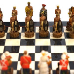 Ensemble les anglais contre les zoulous - Laqué noir - ensemble échecs décoratif - Rouge et Noir