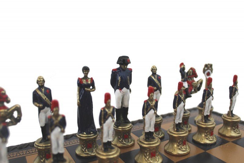 Ensemble Napoléon - Peint à la main - ensemble échecs décoratif - Rouge et Noir