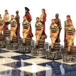 Ensemble pirates contre la marine - Laqué bleu - ensemble échecs décoratif - Rouge et Noir