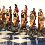 Ensemble Pirates contre la Marine - Laqué bleu - ensemble échecs décoratif - Rouge et Noir